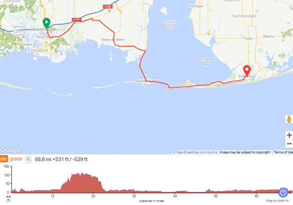 COLA | Day 36 - GPS Screenshot | Epic Cross Country Bike Tour